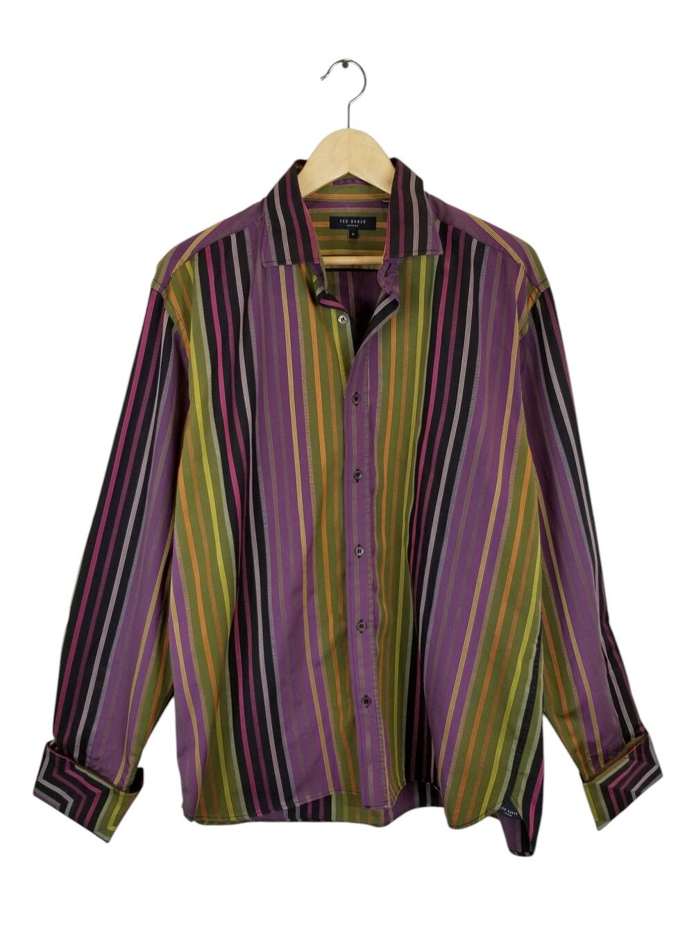Ted Baker 100% Cotton Vertical Stripe Long Sleeve Dress Shirt Men's Size XL